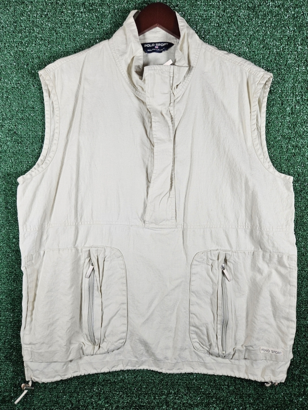 Vintage Ralph Lauren Polo Sport Anorak Vest - Light Beige / Mens Size Large